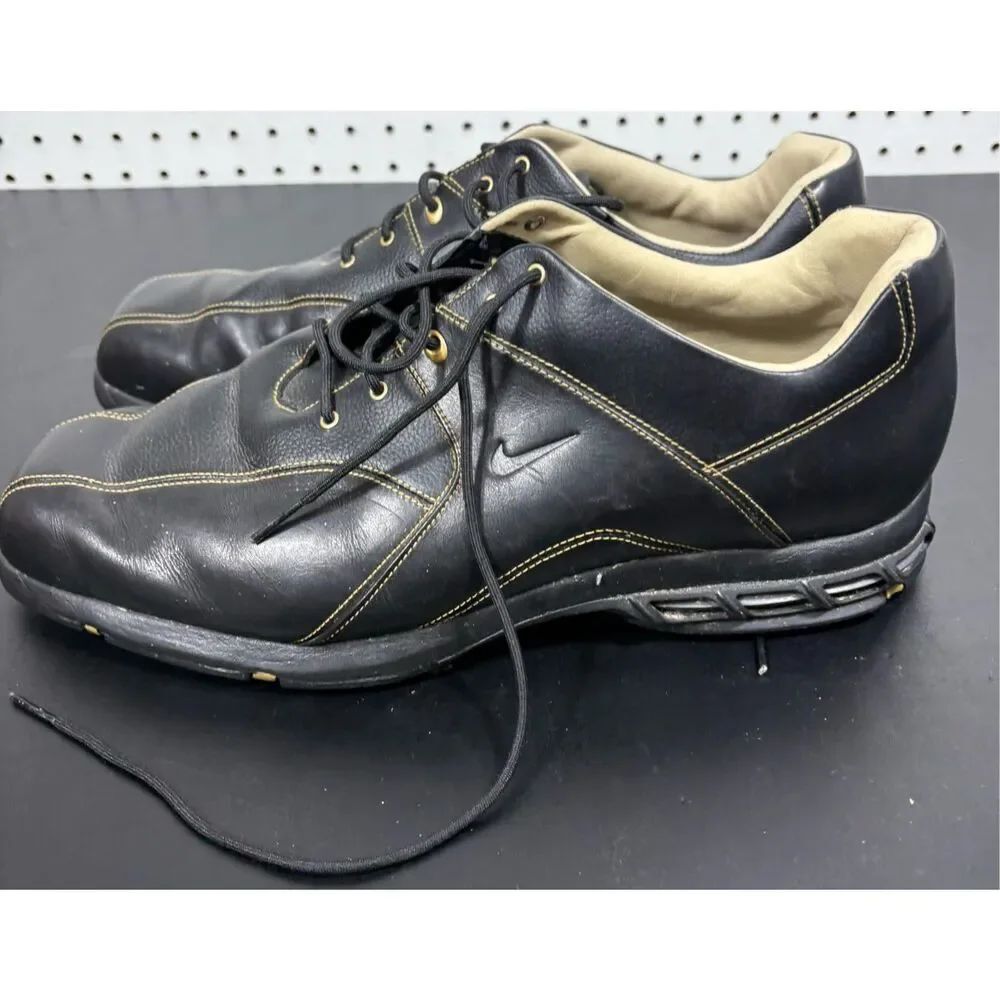 Nike Zoom Air Black Leather Athletic Sneaker Bicycle Toe Golf Men's Shoes 13